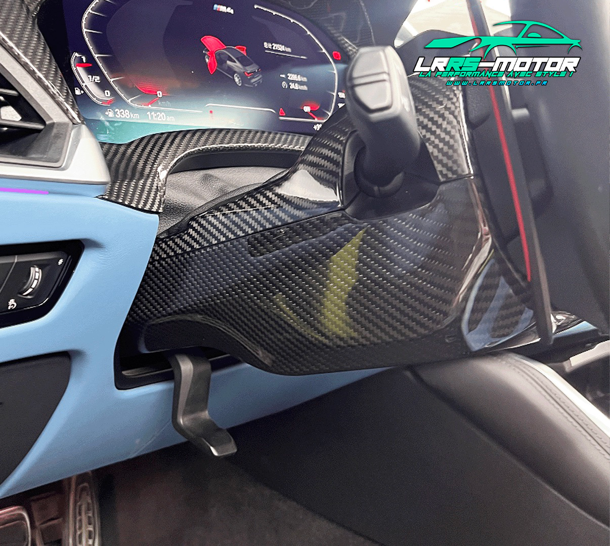 Cache Colonne de Direction Carbone BMW M3/M4 G80 G81 G82 G83 – Finition Carbone Sec