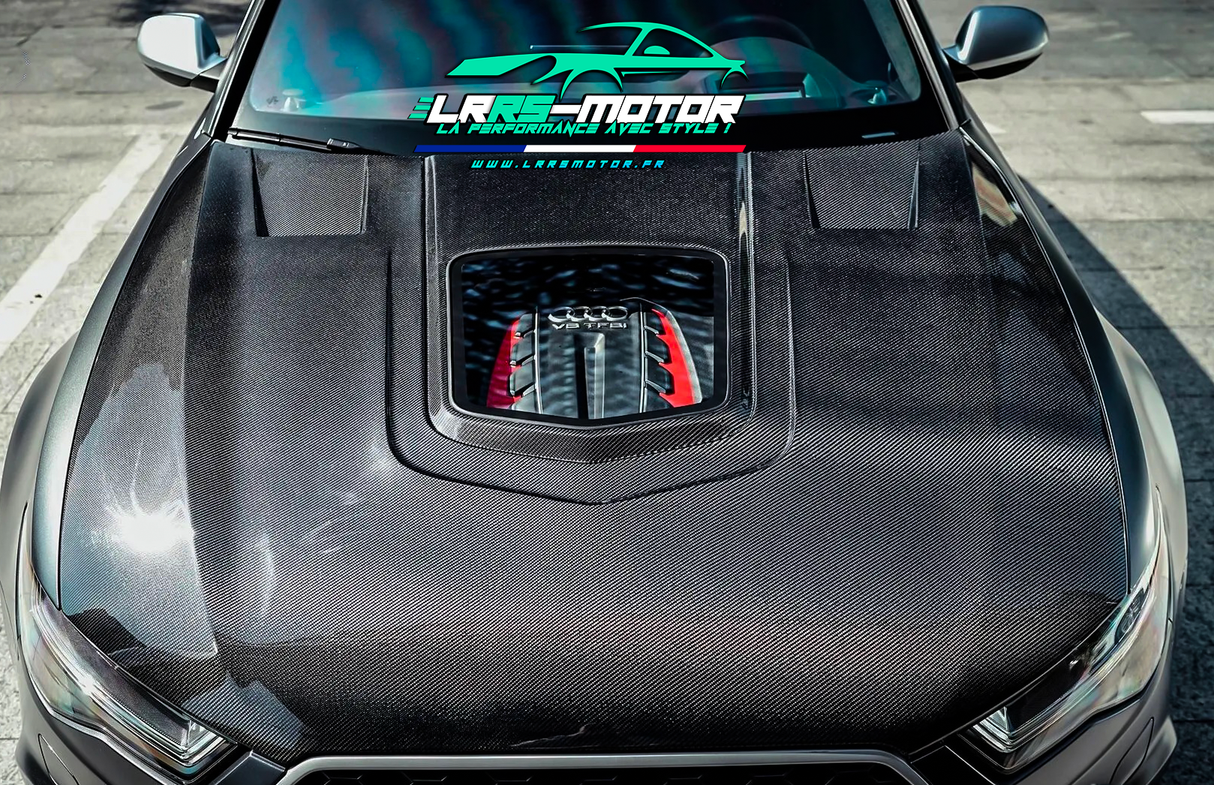 Capot Audi RS6 C7 sur mesure – Fibre de carbone / Carbone forgé