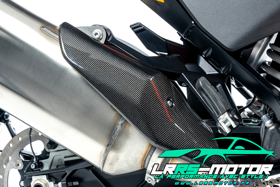Protection thermique d'échappement en fibre de carbone à l'avant du silencieux KTM 1290 Super Adventure à partir de 2021