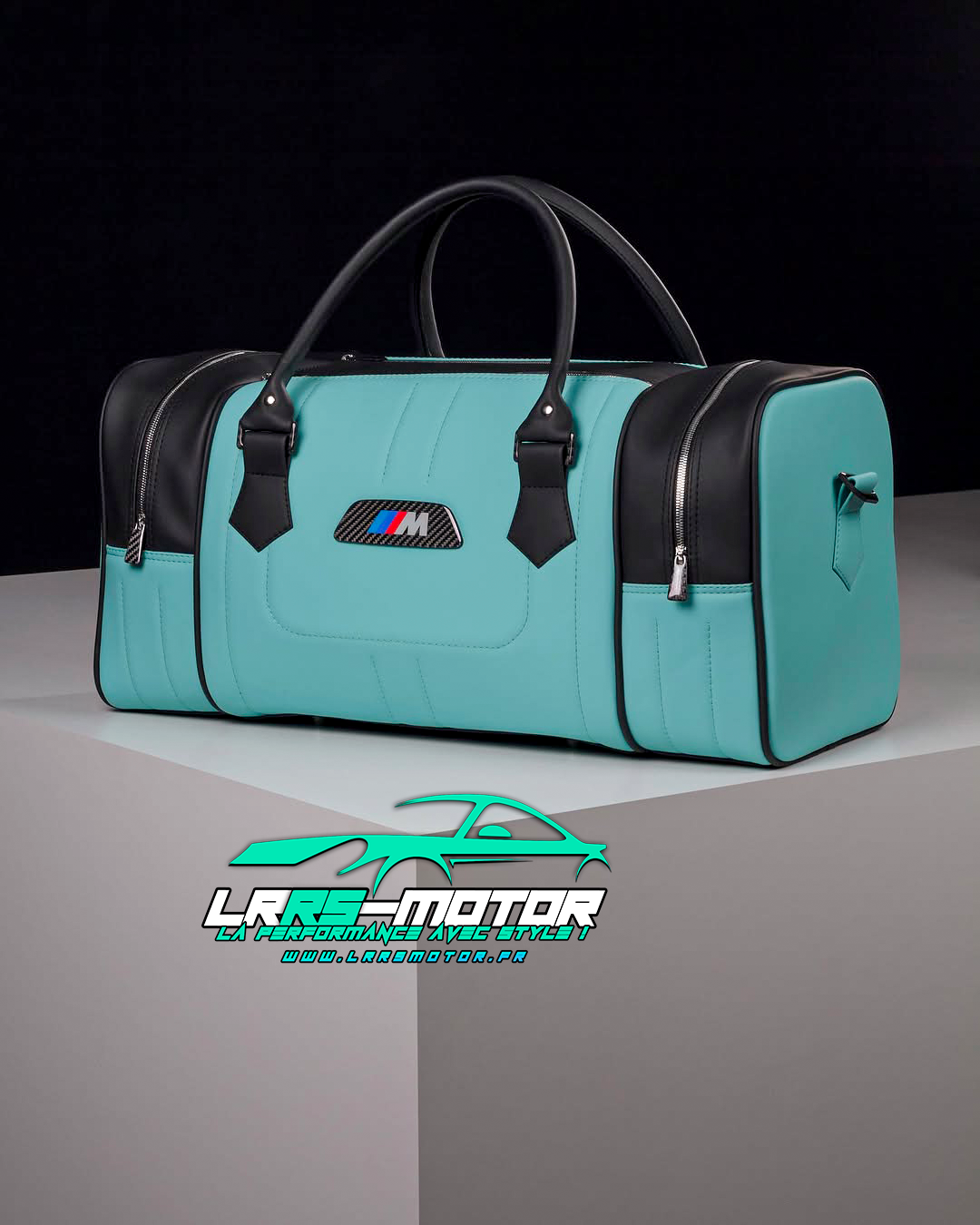 Sac de voyage BMW M Personnalisable – Cuir & Carbone Premium – Blue