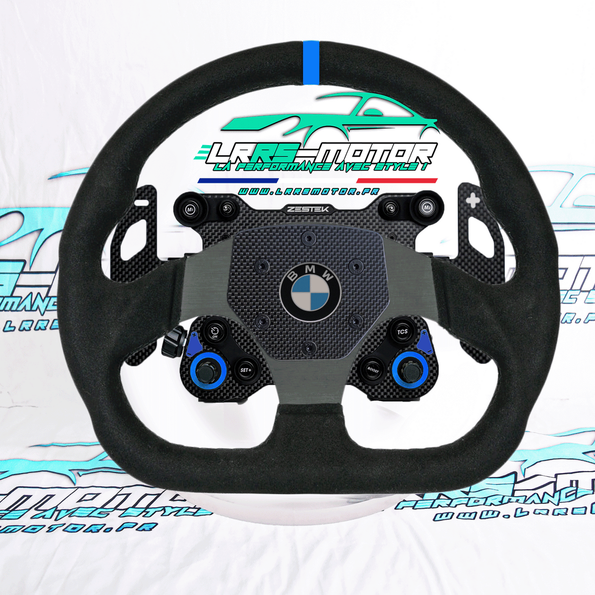 Volant Racing : compatible multimarque, plug & play pour véhicules réels.