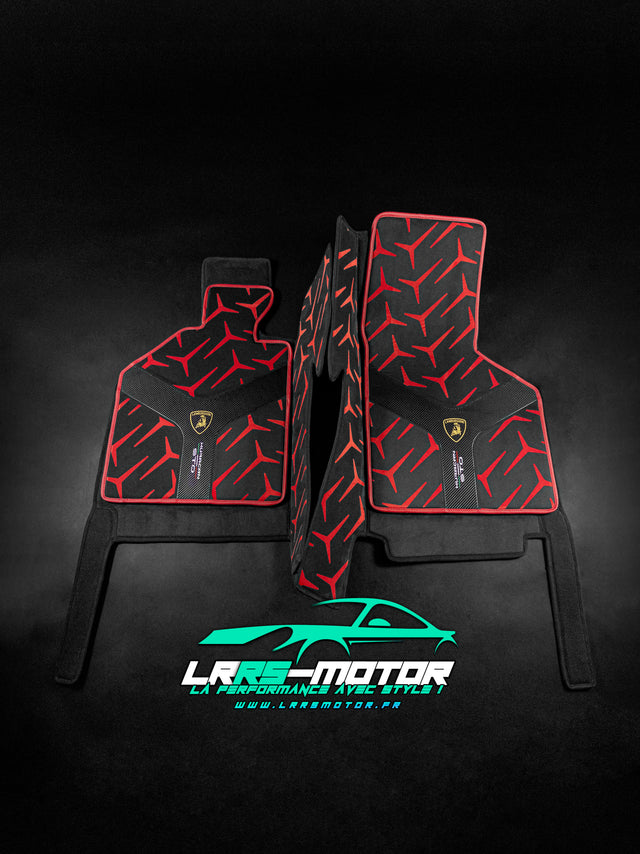 Tapis de sol sur mesure Lamborghini Huracán STO x2 – Carbone & Alcantara véritable – Garantie 5 ans