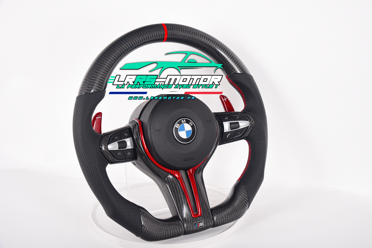 Volant en carbone personnalisable pour BMW Série F et G (2012-2022). Compatible Série 1, 2, 3, 4, 5, 6, X Séries et modèles M Performance (M2, M3, M4, M5, M6)Volant BMW F20, M2, M3, M4 carbone personnalisable