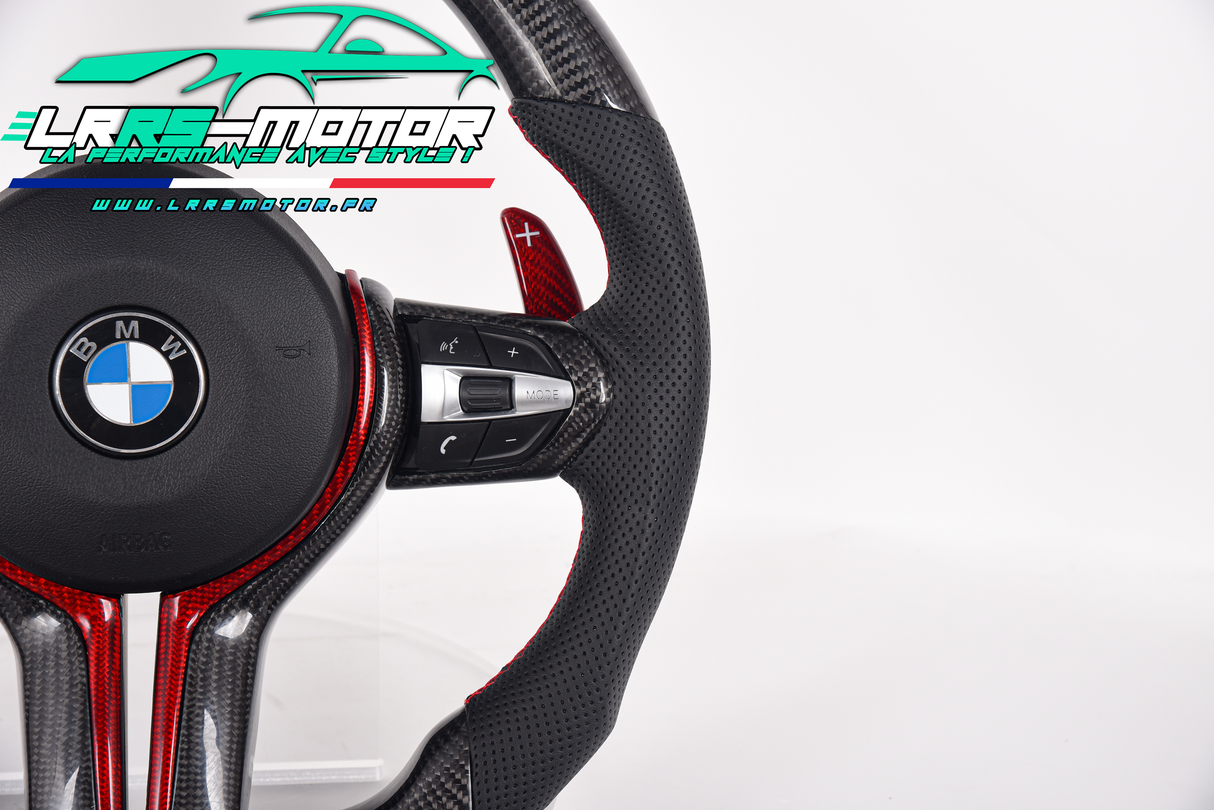 Volant en carbone personnalisable pour BMW Série F et G (2012-2022). Compatible Série 1, 2, 3, 4, 5, 6, X Séries et modèles M Performance (M2, M3, M4, M5, M6)Volant BMW F20, M2, M3, M4 carbone personnalisable