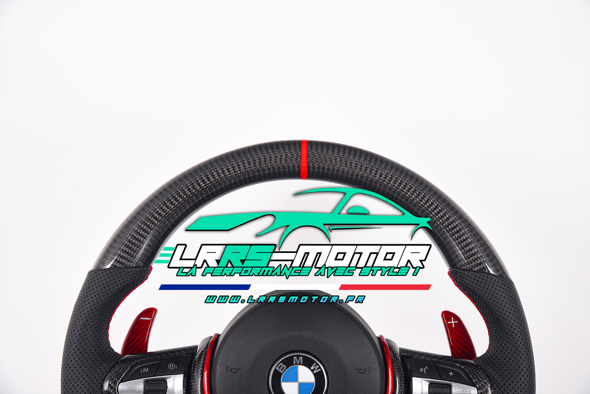 Volant en carbone personnalisable pour BMW Série F et G (2012-2022). Compatible Série 1, 2, 3, 4, 5, 6, X Séries et modèles M Performance (M2, M3, M4, M5, M6)Volant BMW F20, M2, M3, M4 carbone personnalisable