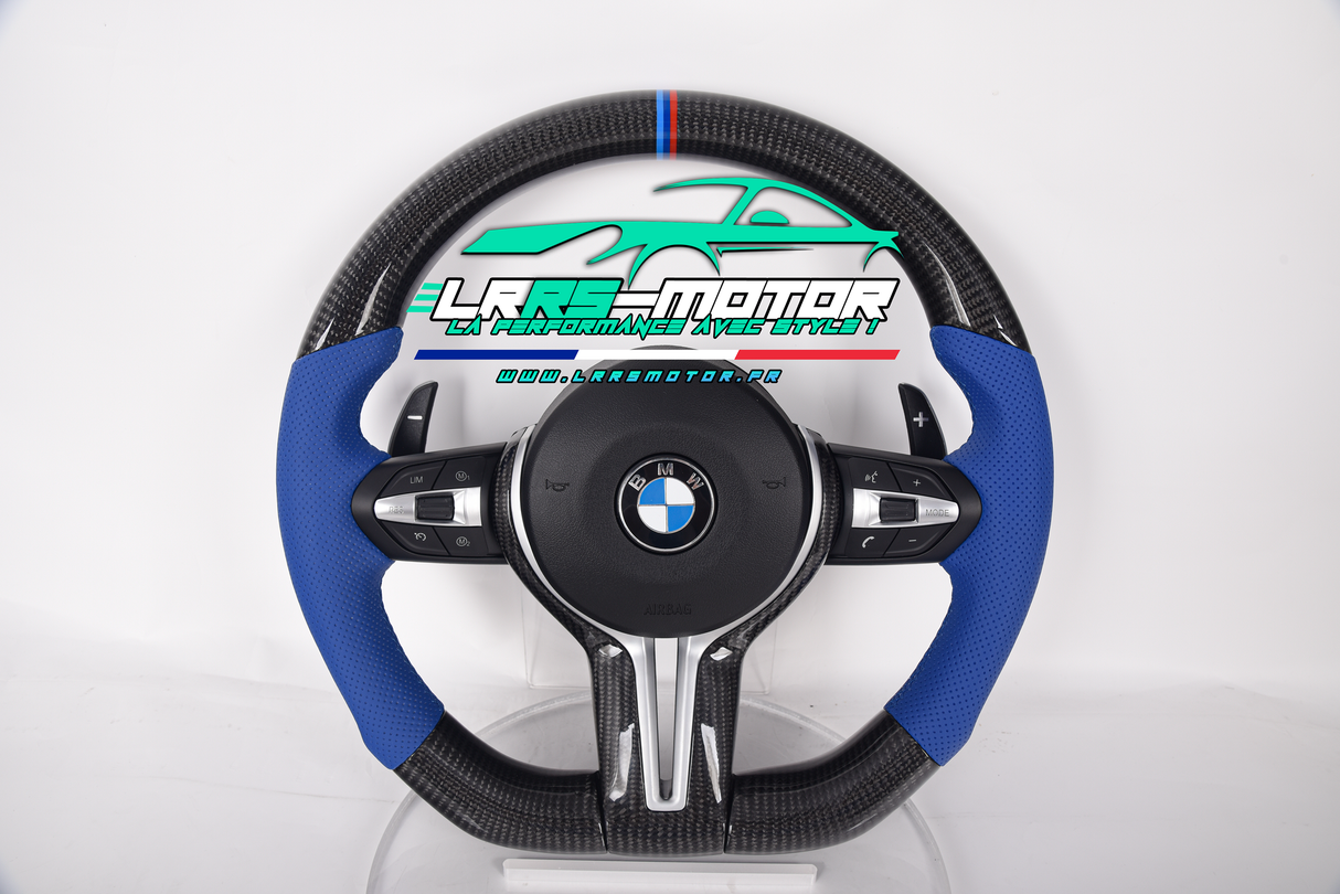 Volant en carbone personnalisable pour BMW Série F et G (2012-2022). Compatible Série 1, 2, 3, 4, 5, 6, X Séries et modèles M Performance (M2, M3, M4, M5, M6)Volant BMW F20, M2, M3, M4 carbone personnalisable