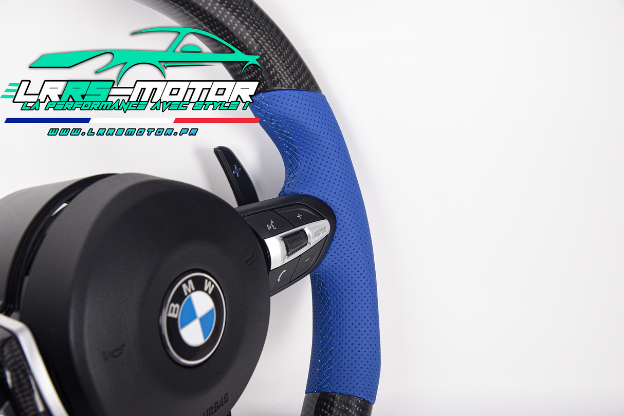 Volant en carbone personnalisable pour BMW Série F et G (2012-2022). Compatible Série 1, 2, 3, 4, 5, 6, X Séries et modèles M Performance (M2, M3, M4, M5, M6)Volant BMW F20, M2, M3, M4 carbone personnalisable