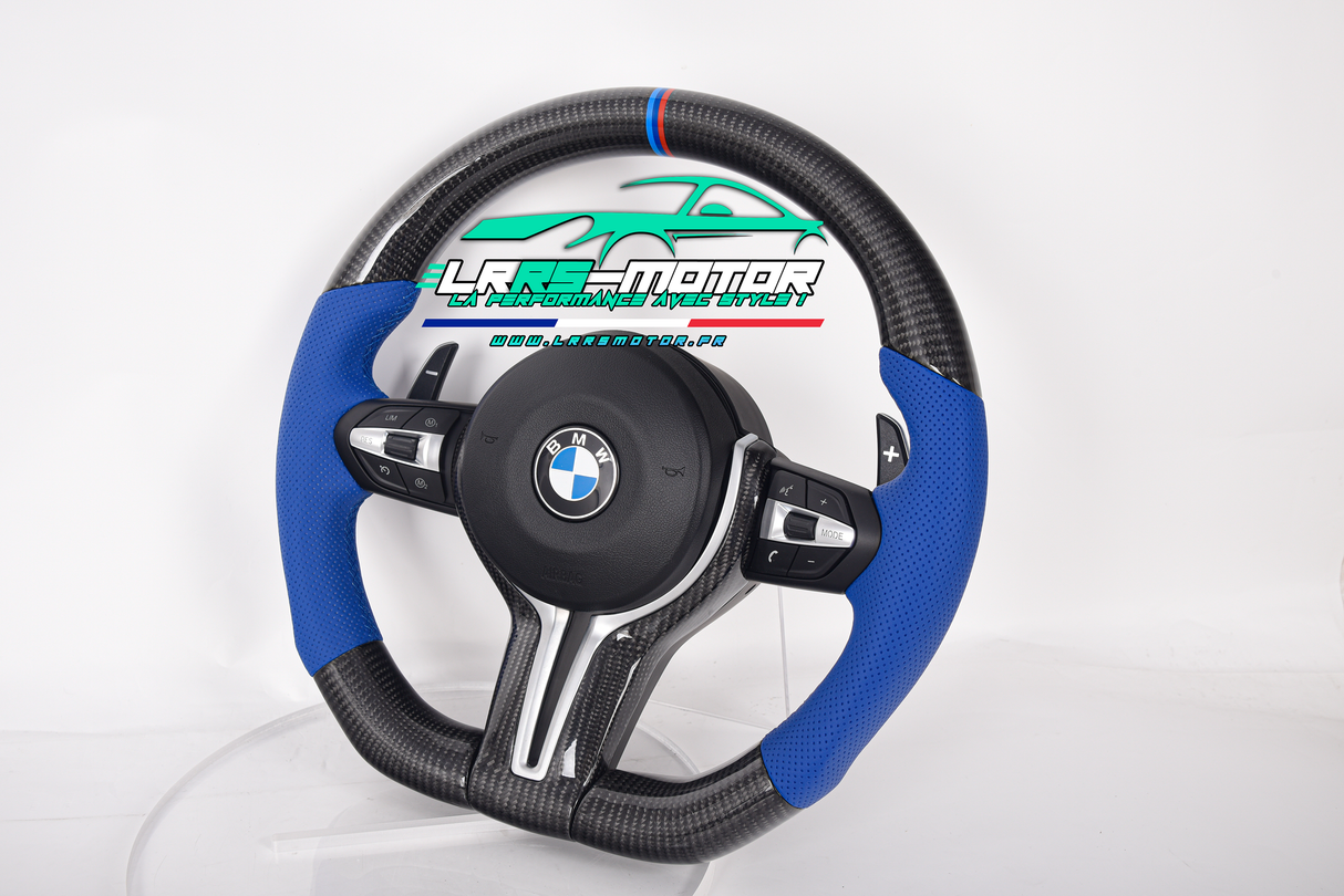 Volant en carbone personnalisable pour BMW Série F et G (2012-2022). Compatible Série 1, 2, 3, 4, 5, 6, X Séries et modèles M Performance (M2, M3, M4, M5, M6)Volant BMW F20, M2, M3, M4 carbone personnalisable