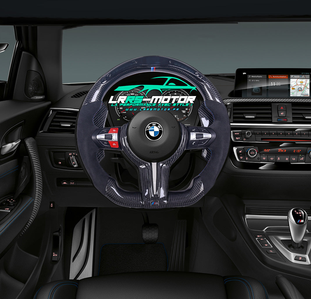 Volant en carbone personnalisable pour BMW Série F et G (2012-2022). Compatible Série 1, 2, 3, 4, 5, 6, X Séries et modèles M Performance (M2, M3, M4, M5, M6)Volant BMW F20, M2, M3, M4 carbone personnalisable