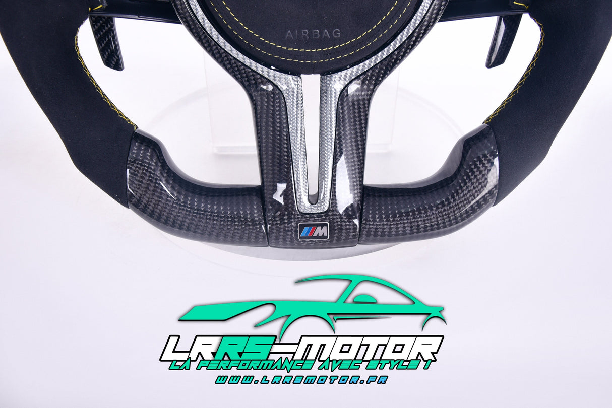 Volant en carbone personnalisable pour BMW Série F et G (2012-2022). Compatible Série 1, 2, 3, 4, 5, 6, X Séries et modèles M Performance (M2, M3, M4, M5, M6)Volant BMW F20, M2, M3, M4 carbone personnalisable