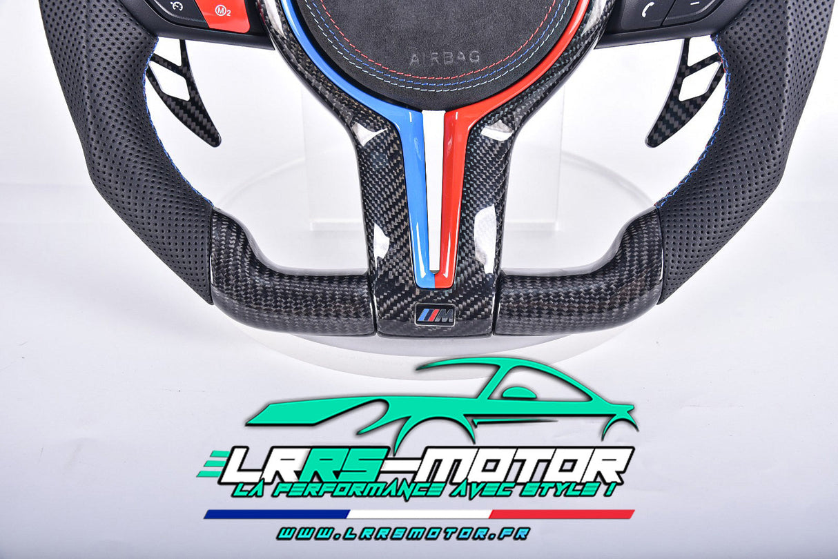 Volant en carbone personnalisable pour BMW Série F et G (2012-2022). Compatible Série 1, 2, 3, 4, 5, 6, X Séries et modèles M Performance (M2, M3, M4, M5, M6)Volant BMW F20, M2, M3, M4 carbone personnalisable