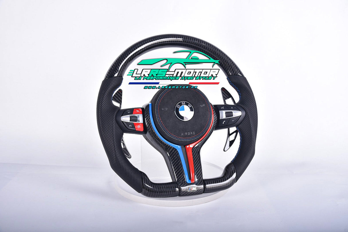 Volant en carbone personnalisable pour BMW Série F et G (2012-2022). Compatible Série 1, 2, 3, 4, 5, 6, X Séries et modèles M Performance (M2, M3, M4, M5, M6)Volant BMW F20, M2, M3, M4 carbone personnalisable