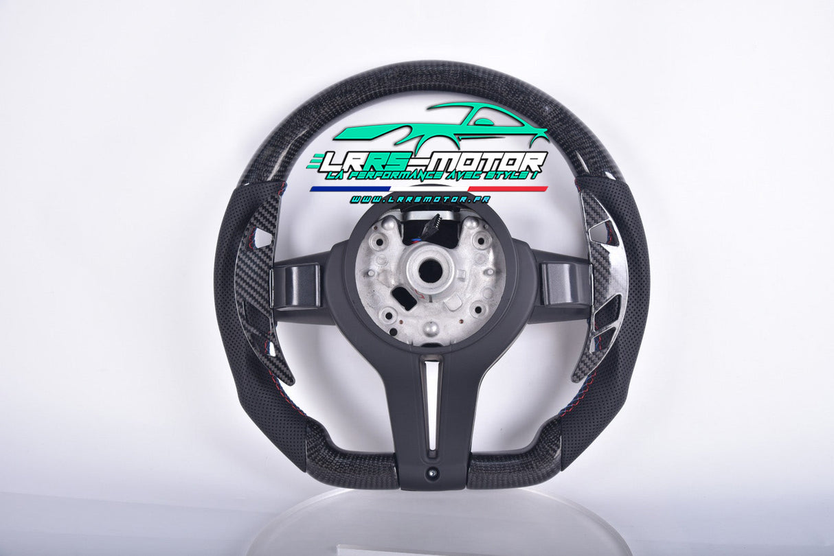 Volant en carbone personnalisable pour BMW Série F et G (2012-2022). Compatible Série 1, 2, 3, 4, 5, 6, X Séries et modèles M Performance (M2, M3, M4, M5, M6)Volant BMW F20, M2, M3, M4 carbone personnalisable