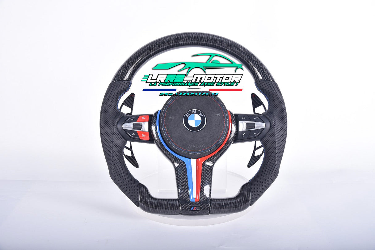 Volant en carbone personnalisable pour BMW Série F et G (2012-2022). Compatible Série 1, 2, 3, 4, 5, 6, X Séries et modèles M Performance (M2, M3, M4, M5, M6)Volant BMW F20, M2, M3, M4 carbone personnalisable