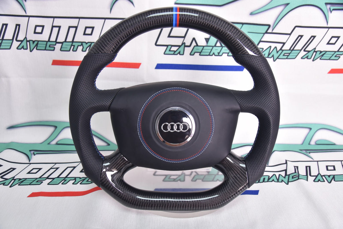 volant audi A3 8l Cuir perforé & fibre de carbone brillante en stock
