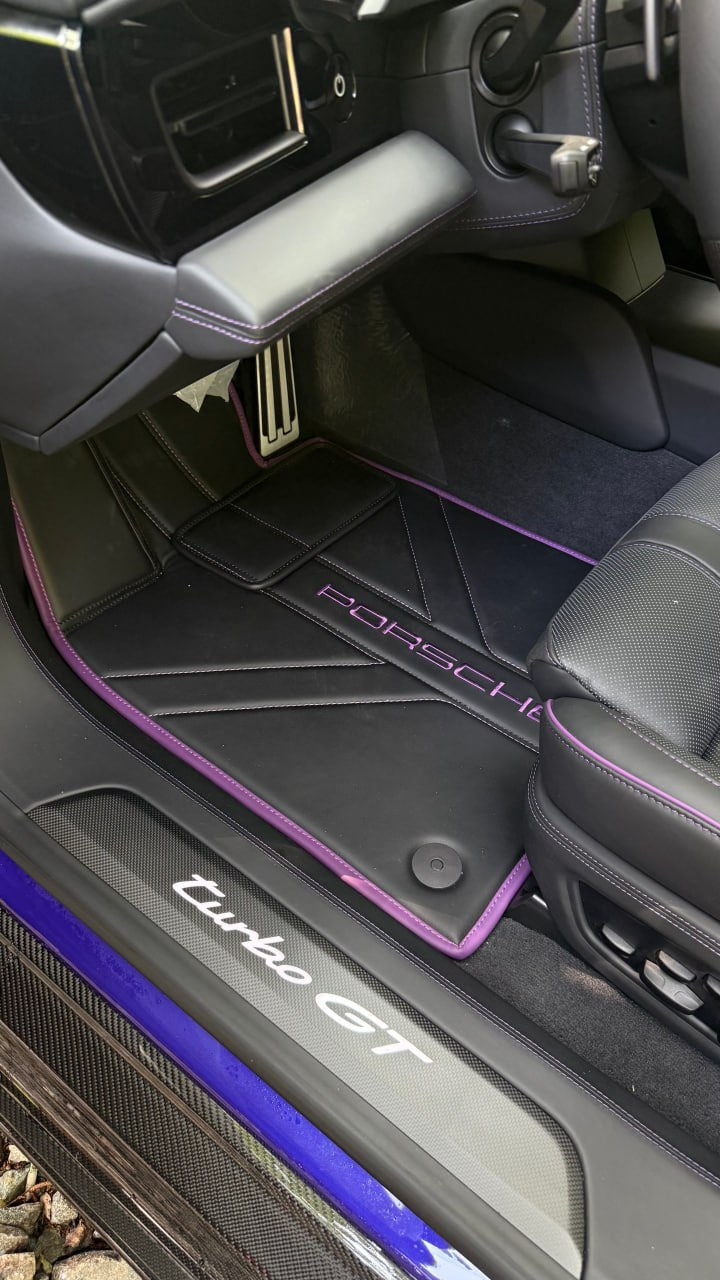 Tapis en cuir personnalisables pour Porsche Turbo GT – Avant, arrière et coffre