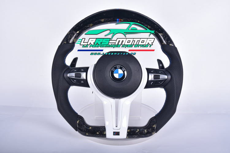 Volant en carbone personnalisable pour BMW Série F et G (2012-2022). Compatible Série 1, 2, 3, 4, 5, 6, X Séries et modèles M Performance (M2, M3, M4, M5, M6)Volant BMW F20, M2, M3, M4 carbone personnalisable