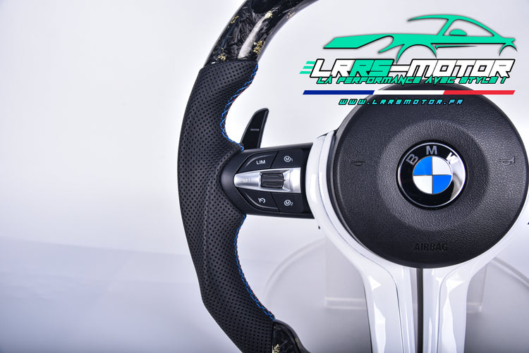 Volant en carbone personnalisable pour BMW Série F et G (2012-2022). Compatible Série 1, 2, 3, 4, 5, 6, X Séries et modèles M Performance (M2, M3, M4, M5, M6)Volant BMW F20, M2, M3, M4 carbone personnalisable