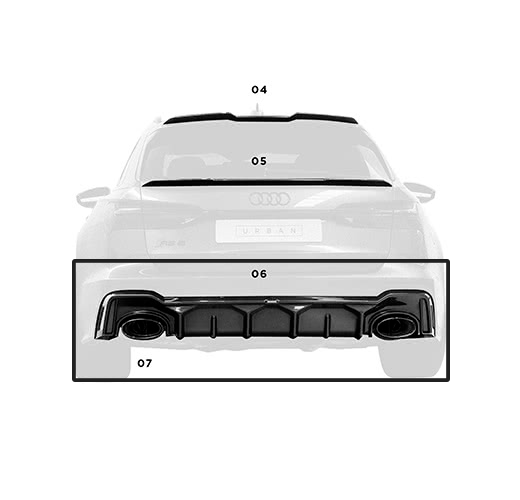 Diffuseur arrière en fibre de carbone pour Audi RS6 C8 et RS7 C8 – Style carbone URBAN, design sport haut de gamme