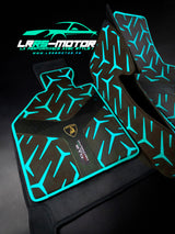 Tapis de sol sur mesure Lamborghini Huracán STO x2 – Carbone &amp; Alcantara véritable – Garantie 5 ans