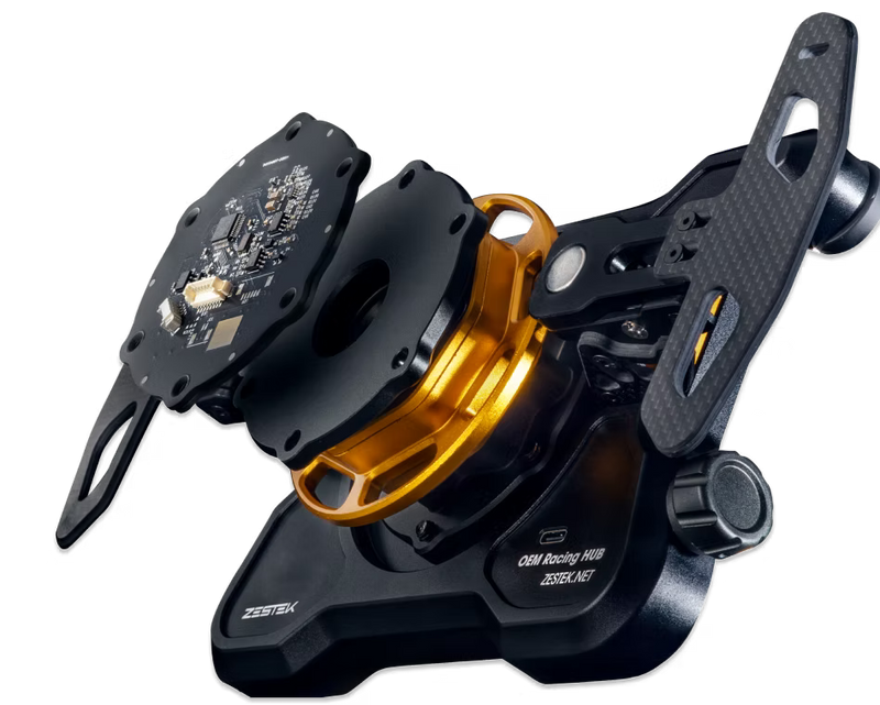 Volant Racing : compatible multimarque, plug & play pour véhicules réels.