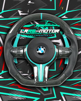 Volant en carbone personnalisable pour BMW Série F et G (2012-2022). Compatible Série 1, 2, 3, 4, 5, 6, X Séries et modèles M Performance (M2, M3, M4, M5, M6)Volant BMW F20, M2, M3, M4 carbone personnalisable