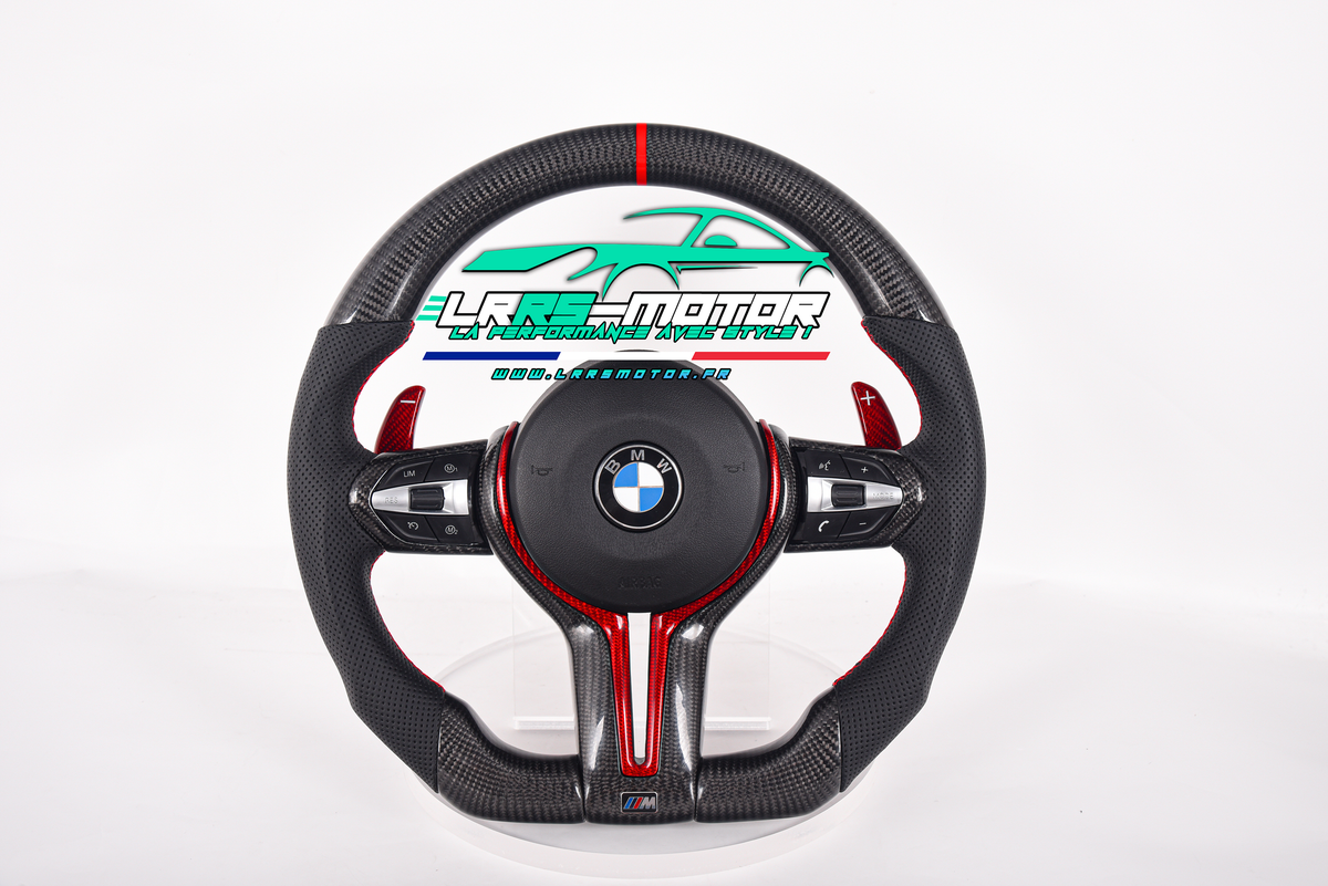 Volant en carbone personnalisable pour BMW Série F et G (2012-2022). Compatible Série 1, 2, 3, 4, 5, 6, X Séries et modèles M Performance (M2, M3, M4, M5, M6)Volant BMW F20, M2, M3, M4 carbone personnalisable