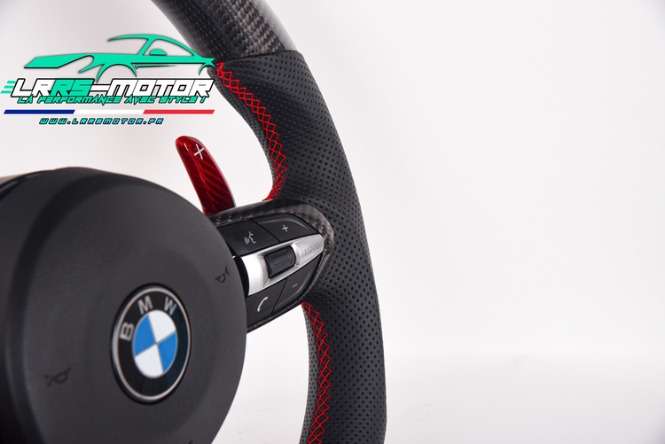 Volant en carbone personnalisable pour BMW Série F et G (2012-2022). Compatible Série 1, 2, 3, 4, 5, 6, X Séries et modèles M Performance (M2, M3, M4, M5, M6)Volant BMW F20, M2, M3, M4 carbone personnalisable