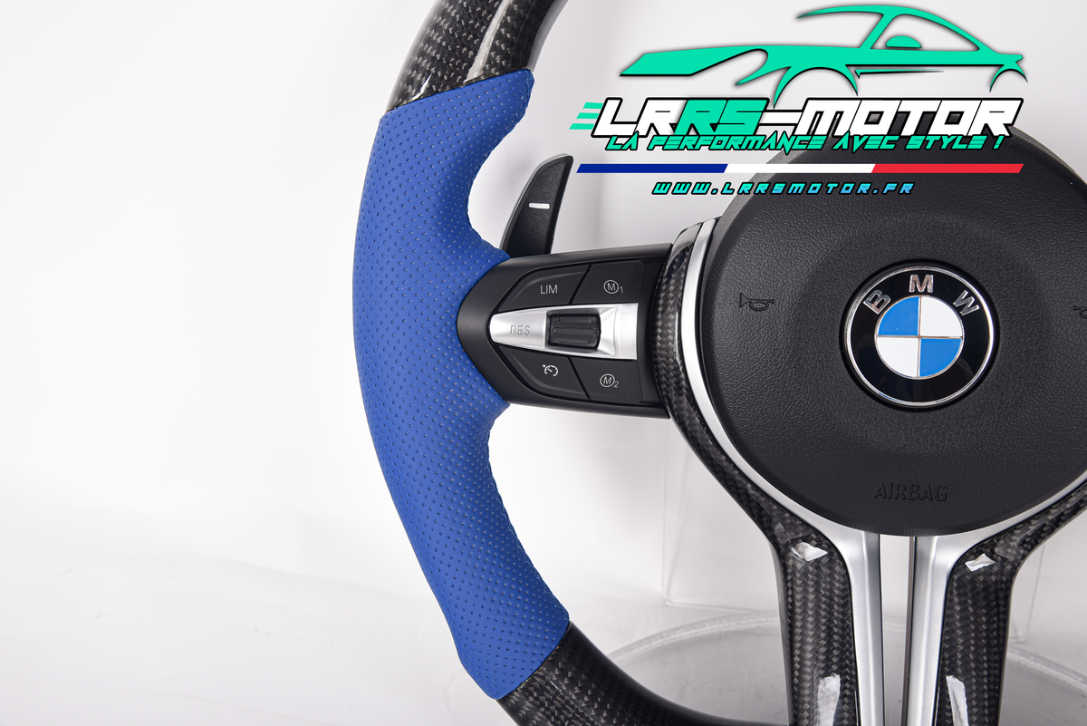 Volant en carbone personnalisable pour BMW Série F et G (2012-2022). Compatible Série 1, 2, 3, 4, 5, 6, X Séries et modèles M Performance (M2, M3, M4, M5, M6)Volant BMW F20, M2, M3, M4 carbone personnalisable