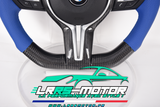 Volant en carbone personnalisable pour BMW Série F et G (2012-2022). Compatible Série 1, 2, 3, 4, 5, 6, X Séries et modèles M Performance (M2, M3, M4, M5, M6)Volant BMW F20, M2, M3, M4 carbone personnalisable