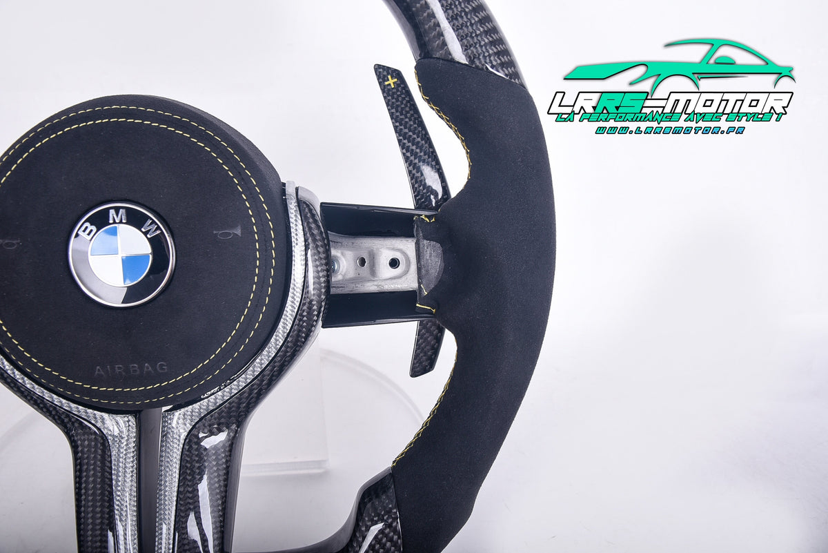 Volant en carbone personnalisable pour BMW Série F et G (2012-2022). Compatible Série 1, 2, 3, 4, 5, 6, X Séries et modèles M Performance (M2, M3, M4, M5, M6)Volant BMW F20, M2, M3, M4 carbone personnalisable
