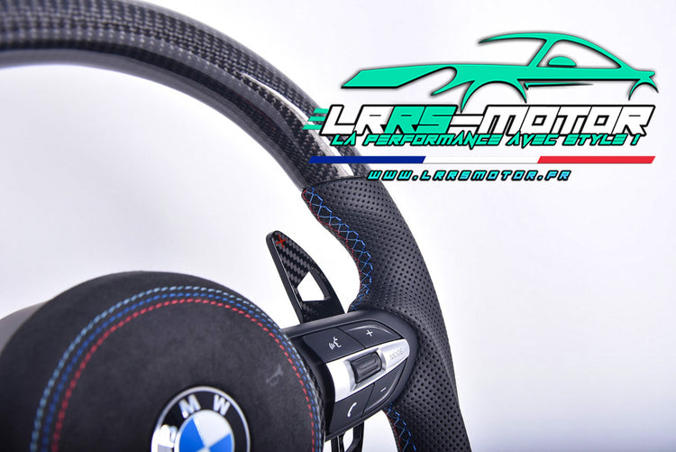 Volant en carbone personnalisable pour BMW Série F et G (2012-2022). Compatible Série 1, 2, 3, 4, 5, 6, X Séries et modèles M Performance (M2, M3, M4, M5, M6)Volant BMW F20, M2, M3, M4 carbone personnalisable
